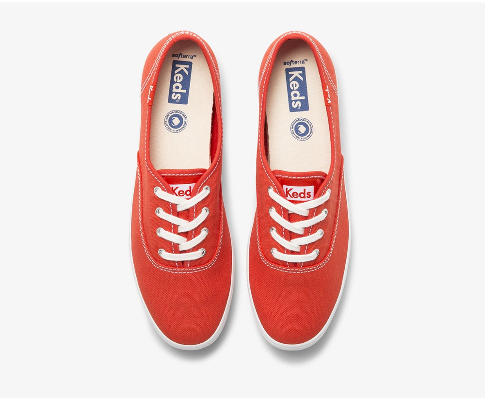 Basket Keds Femme Rouge - Champion Organic Cotton Toile - 849-AIVWDM